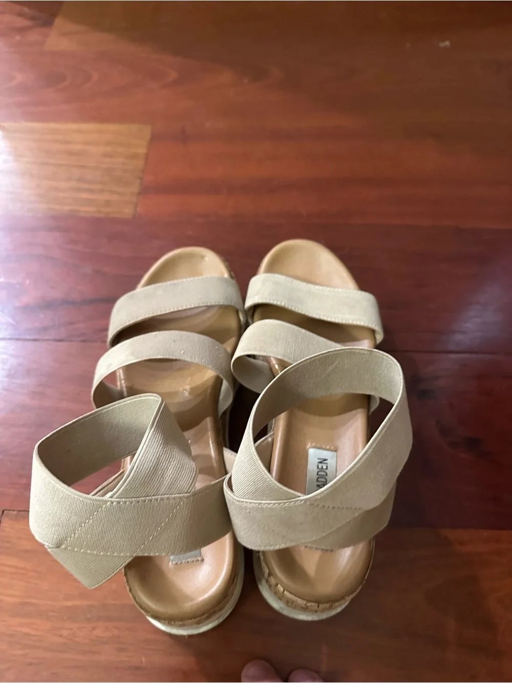 Steve Madden Neutral Beige Platform Sandals with Ankle Straps